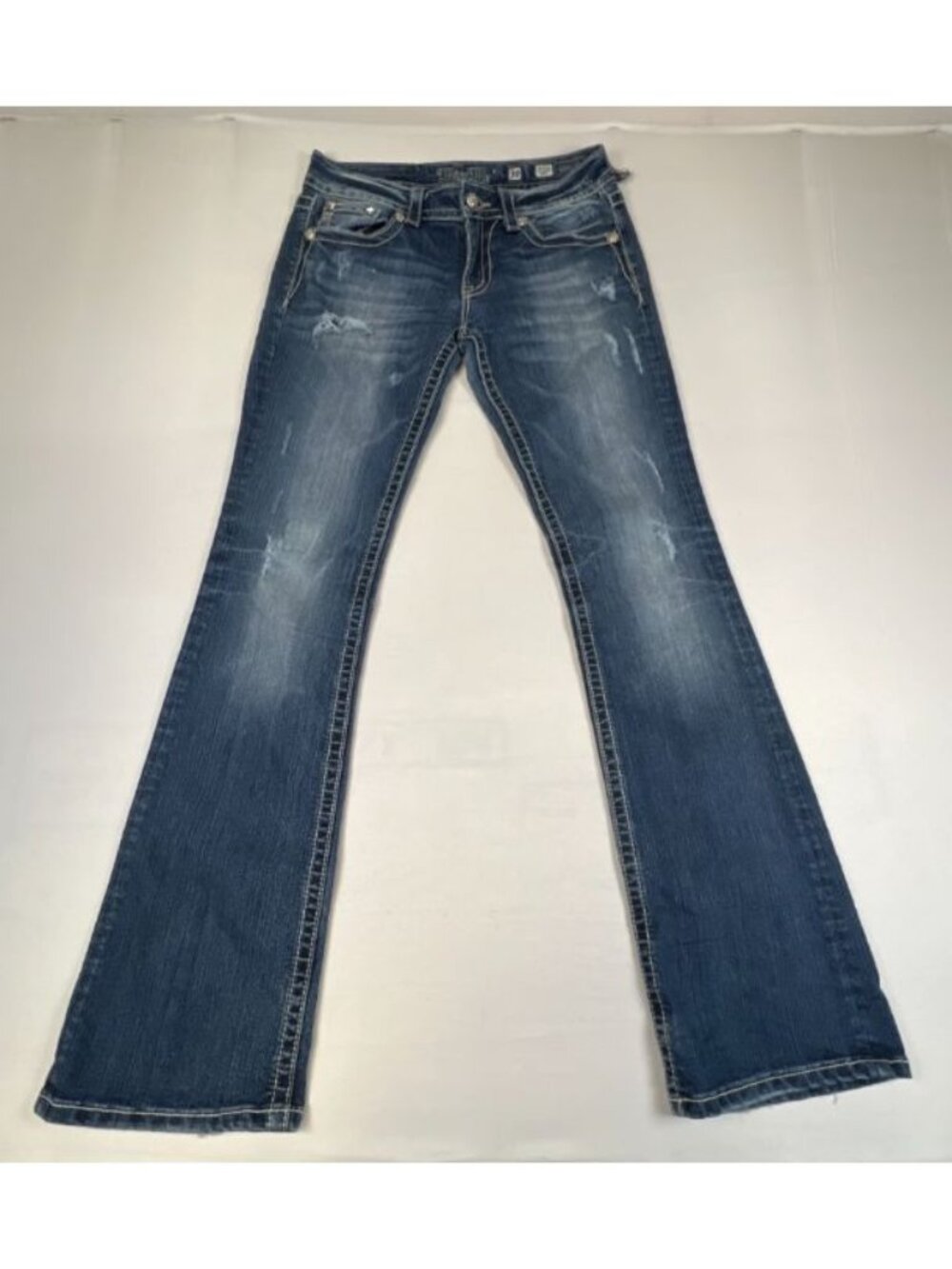 Miss Me Womens Jeans Size 30 Blue Bootcut Embellished Fleur De Lis Rhinestone